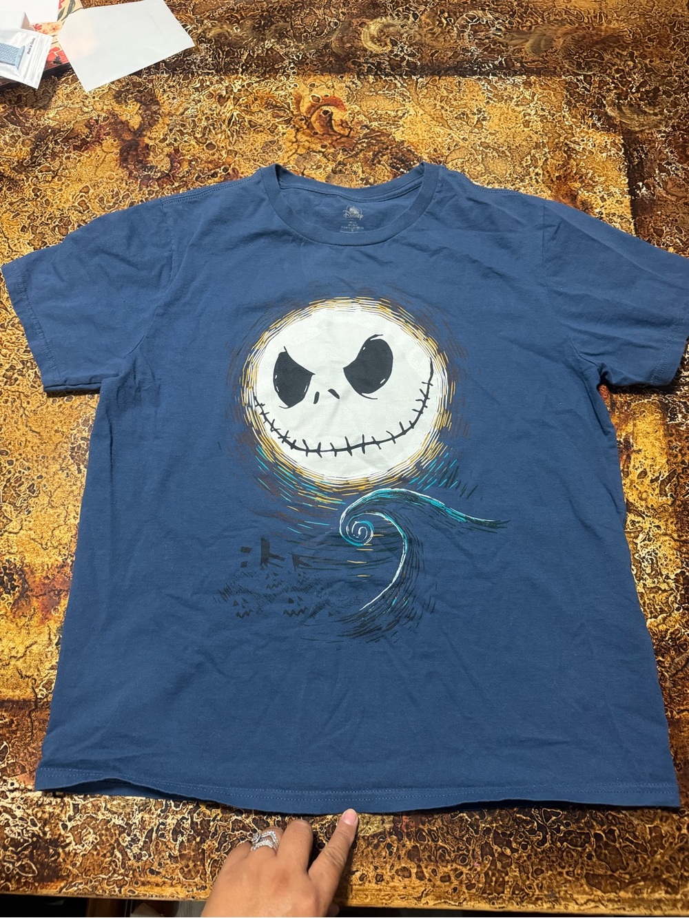 Disney Blue Short Sleeve Tee with Jack Skellington Moon Graphic